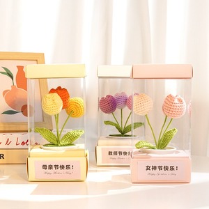 Caja de Regalo Creativa con Tulipanes para el Día del Maestro, Hecha a Mano, con Ramo de Flores Tejidas, Regalo para Personas Mayores y Amigos - Product Image 2