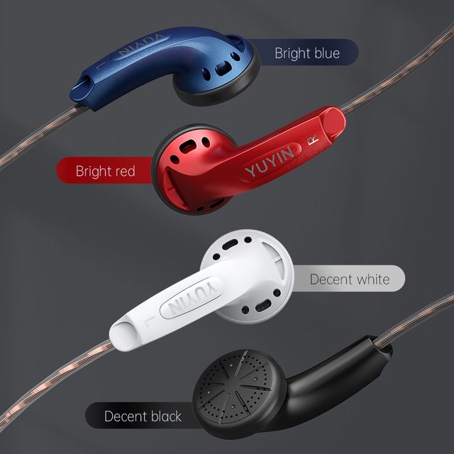Y100 Wired HiFi Earphones Flat-Ear Design Single-Driver Entry-Level Music Headphones for Mobile Phones Computers 3.5mm Interface