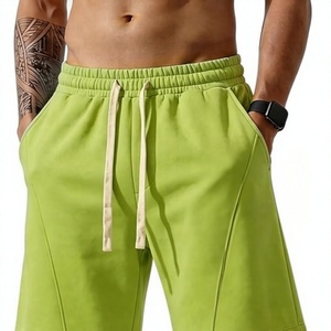 Men's <b>Lime</b> <b>Green</b> Drawstring Bermuda <b>Shorts</b> Solid Color Casual Knitted Breathable Quick Dry Pockets Mid Waist 100% Polyester - Product Image 1