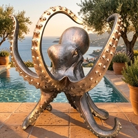 Sculpture de pieuvre en bronze massif sur mesure - Art animalier marin personnalisé, fabriqué sur commande avec livraison mondiale, sculpture en bronze