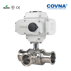 Vanne à boisseau sphérique électrique sanitaire motorisée COVNA 2 pouces 4 pouces 3 voies 12V en acier inoxydable à fixation par collier - Product Image 2
