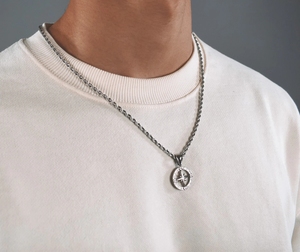 Collana di gioielli da uomo in acciaio inox <span class=keywords><strong>con</strong></span> nuovo Design argento oro <span class=keywords><strong>bussola</strong></span> <span class=keywords><strong>ciondolo</strong></span> cavo placcato in oro placcato oro - Product Image 5