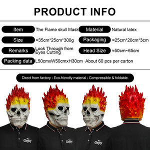 Máscara de Látex de Calavera Flameante de <span class=keywords><strong>Ghost</strong></span> <span class=keywords><strong>Rider</strong></span> para Halloween, Disfraz de Cosplay para Fiesta de Disfraces, Accesorios de Juego de Rol, Personalizable - Product Image 2