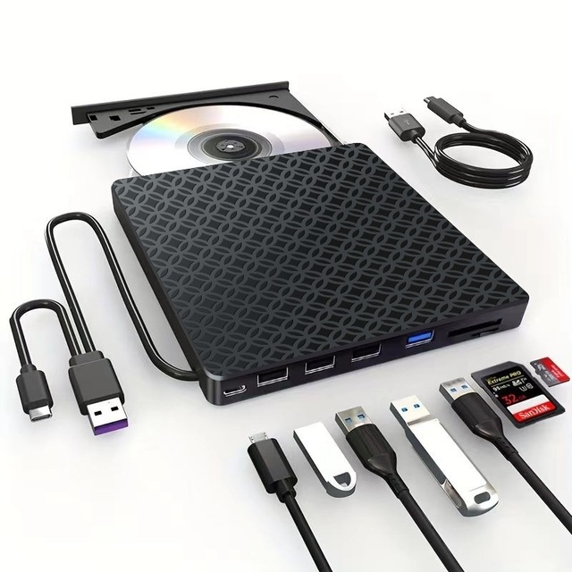 7 in 1 Usb External Dvd Reader USB 3.0 Type C DVD-RW CD-RW Burner Recorder TF SD Optical Drive CD DVD ROM Writer for PC Laptop