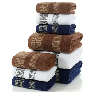 Hot salewhite combed cotton water pattern pure 100% egyptian cotton luxury bath hand face hotel towels