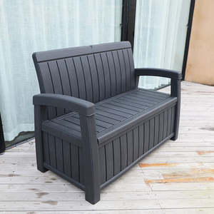 Outdoor Furniture Backyard <strong>Garden</strong> Patio Weather-Proof Armchair <strong>Plastic</strong> 3 Seater Waiting Sofa <strong>Bench</strong> with <strong>Storage</strong> Box - Product Image 6