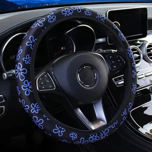 38cm anti-dérapant voiture <span class=keywords><strong>volant</strong></span> couverture fleurs imprimer universel Auto protecteur intérieur accessoires Kit - Product Image 4