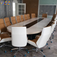Table de conférence ovale grande taille, blanche, pour bureau, avec extrémités arrondies, table de salle de réunion, table de conseil d'administration et chaises à vendre