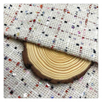 Tissu bouclé en tweed à carreaux 100% polyester avec paillettes multicolores pour blazer, manteau, gilet, robe, chapeau, sac et accessoires pour femmes, sur mesure