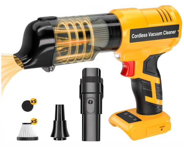 Cordless Handheld Vacuum Cleaner Compatible with Dewalt 20V Batteries, 3-speed Mode with 20kPa and 105AW Strong Suction Power.