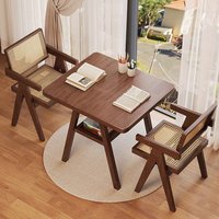 Table à manger moderne de luxe en bois massif, petite table de balcon, ensemble une table et deux chaises, idéal pour les petites familles