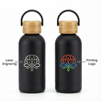Termo de Acero Inoxidable Estilo Americano de 350 ml, Doble Capa, Boca Pequeña, Tapa de Bambú, Botella de Agua, Regalo para Deportes al Aire Libre