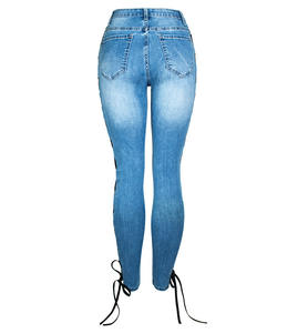 Jeans skinny <span class=keywords><strong>taille</strong></span> haute sexy pour femmes pantalon en denim bleu clair jeans <span class=keywords><strong>slim</strong></span> à lacets pour femmes <span class=keywords><strong>jegging</strong></span> - Product Image 6