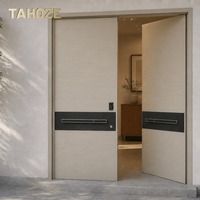 Porte d'entrée en acier à rayures horizontales, personnalisable, à double battant, pour maison jumelée et complexe d'appartements
