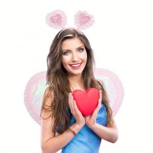 2 cái cánh thiên thần trái tim Cổ Tích cánh và headband Halloween Giáng sinh Masquerade Carnival-cosplay trang phục lông - Product Image 3