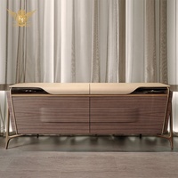 Buffet en bois avec pieds en acier inoxydable, armoire latérale brillante, meuble de salle à manger en bois laqué