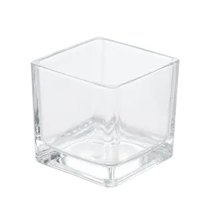 キャンドルジャー75ml 100ml 300ml 600ml透明正方形厚底ガラス製
