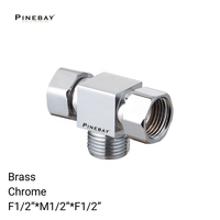 Connecteur en T PINEBAY de haute qualité en laiton poli finition chrome pour pulvérisateur de bidet de toilette et robinet d'eau
