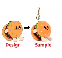 Créez votre propre porte-clés en peluche 3D personnalisé en forme de hamburger, hot-dog et frites, jouet en peluche pour enfants, cadeau en peluche
