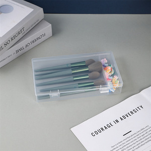 Caja Organizadora de Brochas de Maquillaje de Plástico a Prueba de Polvo con Tapa y Divisor, Estuche de Almacenamiento de Herramientas Cosméticas para Papelería - Product Image 3