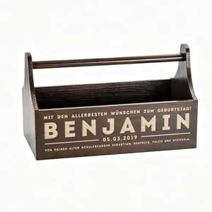 Boîte de rangement en bois, boîte à outils portable, organisateur de bureau multifonctionnel avec logo, boîte cadeau personnalisée - Product Image 1