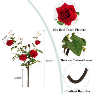 Rosas Artificiales de Entrega Rápida de Fábrica, Flores de Plástico Suave de Seda de 77 cm para Bodas, Graduaciones, Día de la Madre, Día de San Valentín - Product Image 2