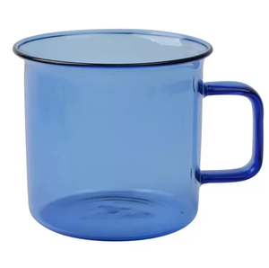 Tazza in Vetro Trasparente Blu con Manico, Design Minimalista, Resistente al Calore, per Caffè e Tè, Casa e Caffetteria - Product Image 2