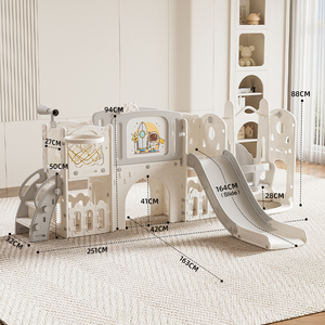 Casetta da gioco per bambini da esterno e interno con scivolo, <span class=keywords><strong>altalena</strong></span>, canestro da basket, lavagna da disegno e arrampicata - per giardino, set da gioco per neonati e bambini piccoli - Product Image 1