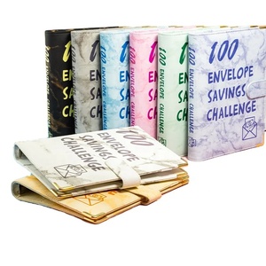 Enveloppes en cuir marbré <span class=keywords><strong>A5</strong></span> à spirale très vendues, couverture en cuir, défi d'économie d'argent, classeur budgétaire avec 100 enveloppes - Product Image 1