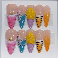 Offre Spéciale – Faux Ongles en Acrylique Faits Main de Luxe, Style Français, 10 Pièces, Vente en Gros