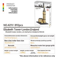 Wange 4211, Torre Elizabeth de Londres, Reino Unido, Famoso Monumento, Escena Urbana, Bloques de Construcción de Plástico ABS, Juguete de Rompecabezas DIY