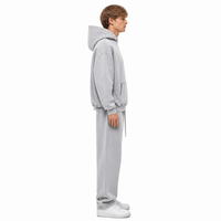 Sweat à capuche Premium 360 GSM gris clair délavé à l'acide pour homme, coupe ample en coton épais, style streetwear vintage, avec impression en relief