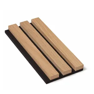 Natural Oak Wood Veneer Foam Acoustic Panels Soundproof Slat Wood Fluted Wall Panels/boards Interior Decorative