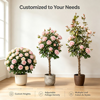 Arbre de roses artificielles roses en soie, toucher réel, plante fleurie artificielle 120 cm, décoration florale pour boutique et espaces commerciaux