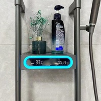 Ensemble de douche mural moderne à température constante avec panneau de douche SPA effet pluie, étagère de rangement et affichage intelligent, système de douche pour salle de bain