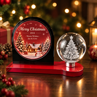 Neelpure 198641 Boule de cristal gravée au laser 3D rotative avec motif personnalisé pour Noël, la fête des mères, un cadeau de remise de diplôme
