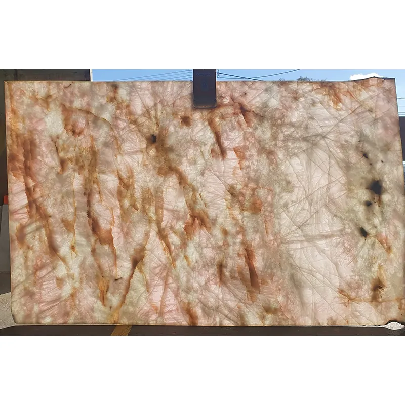 Sang trọng Brazil patagonia Đá Cẩm Thạch Bàn tấm tinh thể màu hồng đánh bóng quartzite islandmarble hàng đầu thiết kế nhà trang trí