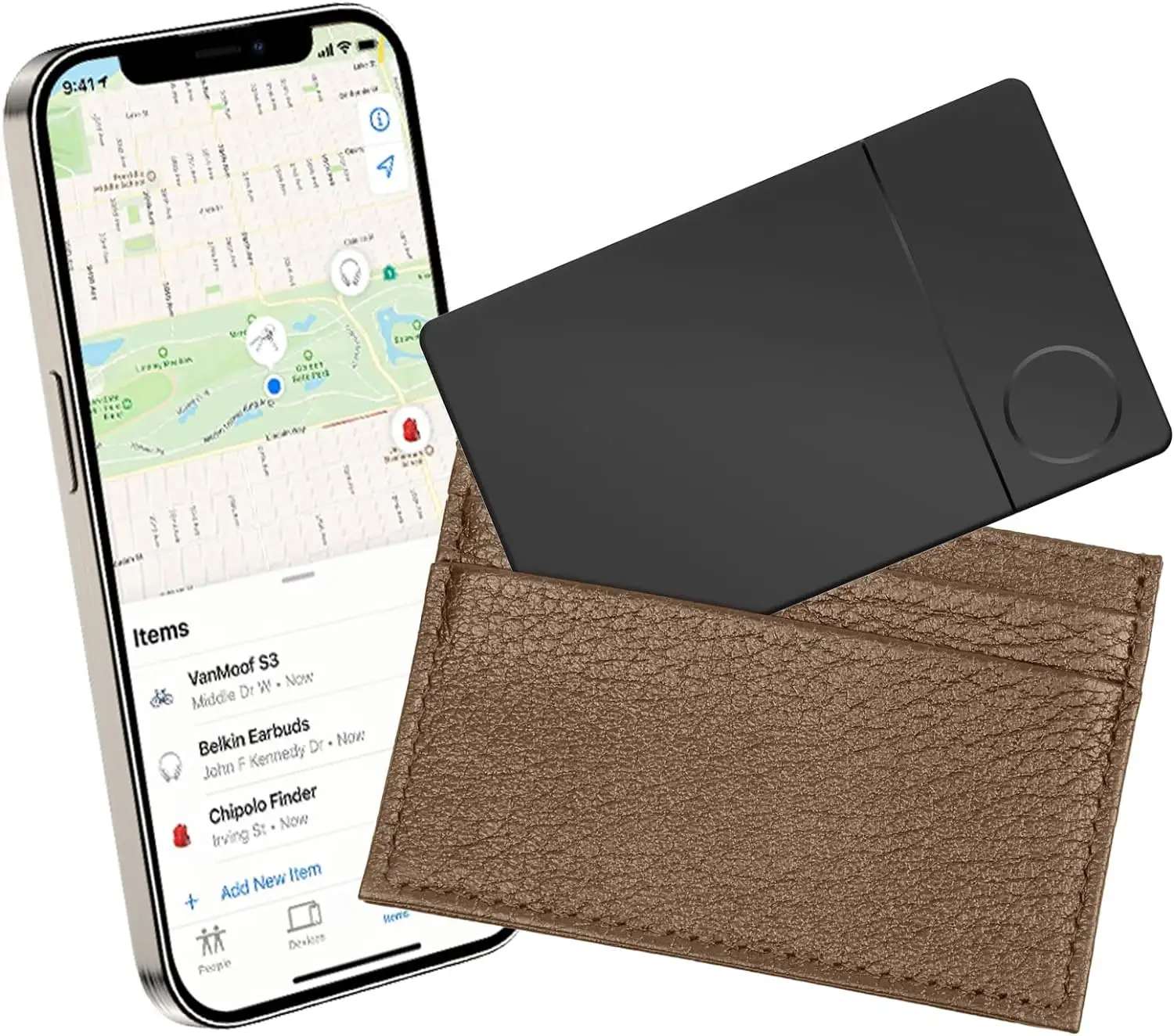 Portemonnaie-Tracker Kartenobjekt-Finder für Reisepass Portemonnaie Gepäcketiketten weitere Funktionen für Apple Find My Tracker Slim lange Batterie