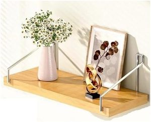 Particiones rectas montadas en la pared no perforadas Estantes de almacenamiento de madera suspendidos Estanterías para libros montadas en la pared Estantes de cocina - Product Image 1
