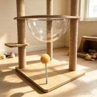 Arbre à chat en bois avec double capsule spatiale, griffoir en sisal, arbre à chat multi-plateformes, mobilier pour chat toutes saisons