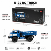 Camion RC 4x4 brossé à l'échelle 1/16, design GAZ 66, 2,4 GHz, fonction Follow Me, lumières LED, autonomie de 40 minutes, prêt à l'emploi, intérieur/extérieur