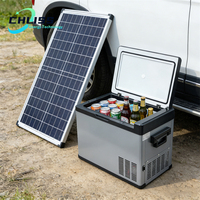 Réfrigérateur de voiture solaire 50L, congélateur portable avec fonction de fabrication de glace, compresseur à congélation rapide pour bateau de pêche et extérieur