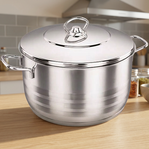 Casserole en acier inoxydable avec couvercle, ronde, durable, en métal poli, pour cuisinières à gaz et à induction - Product Image 6