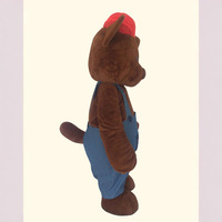 Costume de mascotte chien marron en peluche UYEAH Custom Teddy Farm avec casquette rouge, taille adulte, tenue de personnage animalier