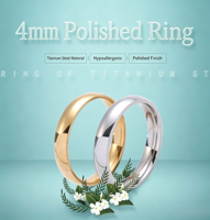 Bagues de mariage modernes en acier titane, 4mm/6mm, courbées et lisses, plaquées or 18 carats, pour couple, vente en gros, best-seller, exquises et simples