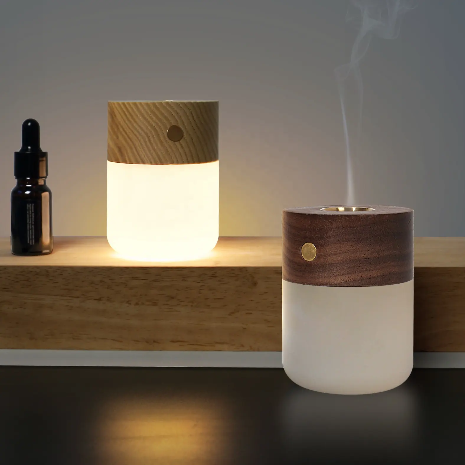 Creative Aromatherapy Night Light USB Rechargeable Wooden Bedside Lamp Essential Oil Aromatherapy Heating Bedroom Gift Night Lig