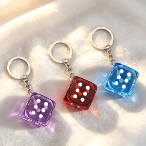 Red Acrylic <b>Cube</b> Keychain With White Logo Print Square Shape Fun Style <b>Light</b> Keychain - Product Image 2