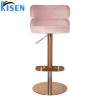 Kisen Wholesale Gold Lifting Barbershop Furniture Salon Fiberglass Cotton Stool Bar Chair Salon en promotion