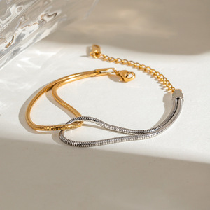 Hot Sale Trending Cross-border Niche Design Gold Silver Color Blocked Hollow Snake <b>Chain</b> Bracelet Stainless Steel <b>Titanium</b> Steel - Product Image 4