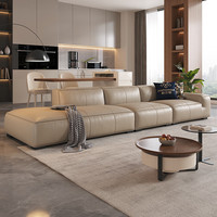 Herstellung Wohnzimmer Moderne Luxus weiße Leder couch Italienische 8-Sitzer Echt leder Sofa Set